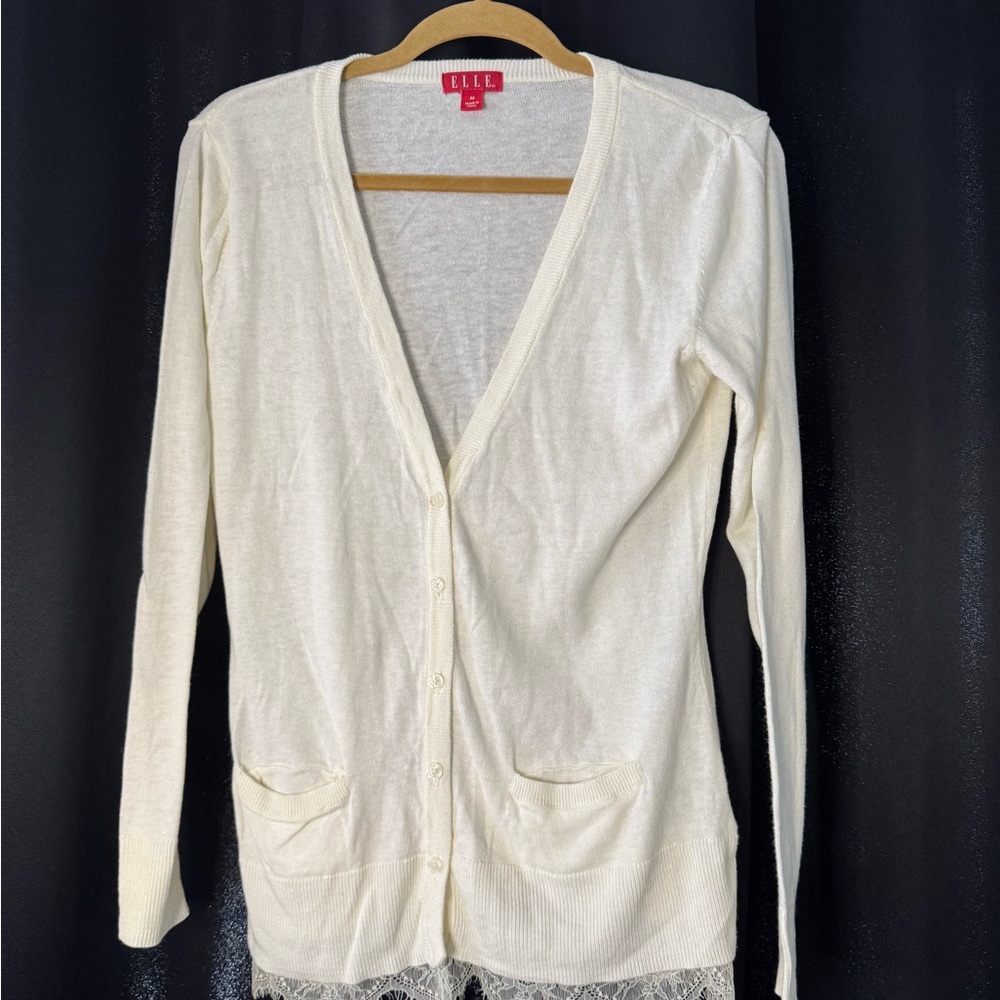 ELLE Women's Cream Cardigan Sweater